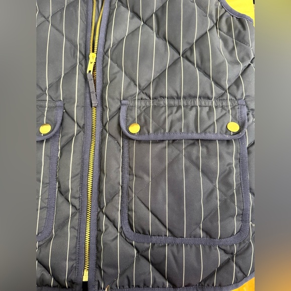 J.Crew Woman’s Excursion Quilted Fall Warm Puffer Vest Pin Stripe Navy Blue XS - Picture 4 of 8